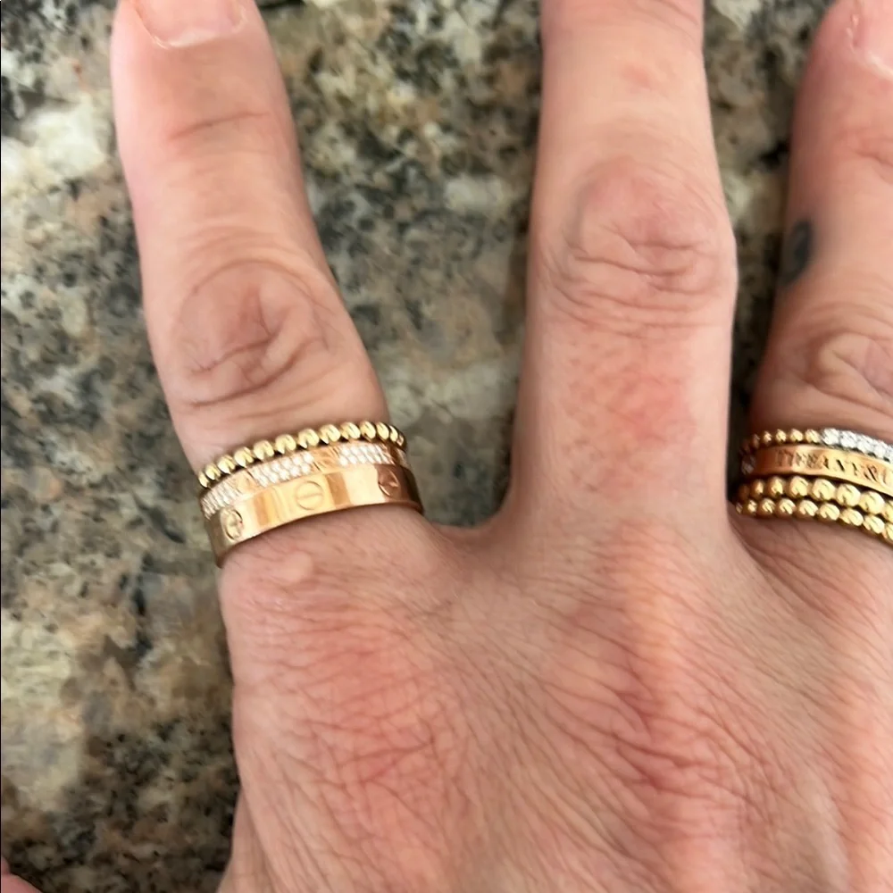 14K Stackable Beaded Band